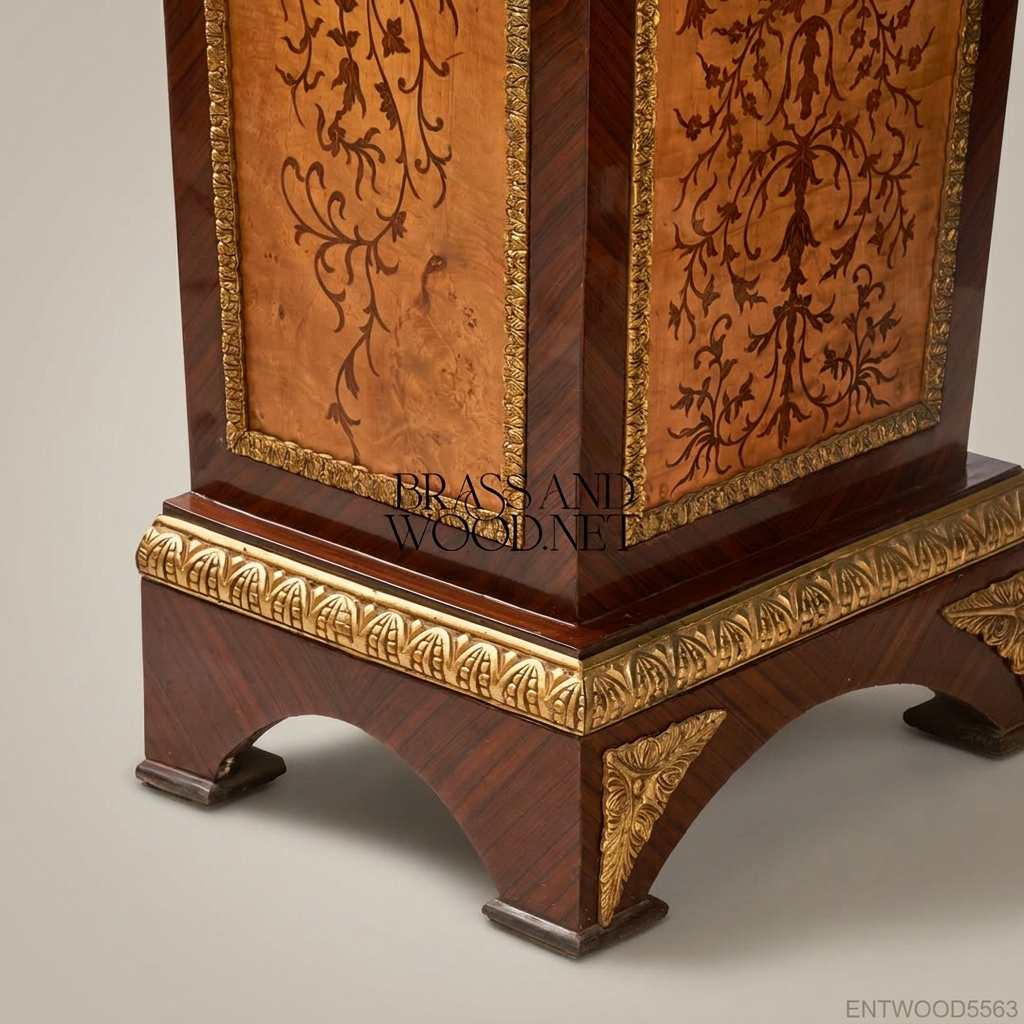 Napoleon III Marquetry Display Pedestal with Gilt Bronze Mounts