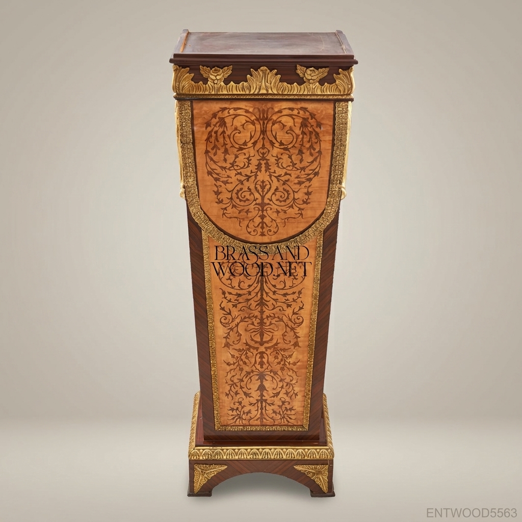 Napoleon III Marquetry Display Pedestal with Gilt Bronze Mounts