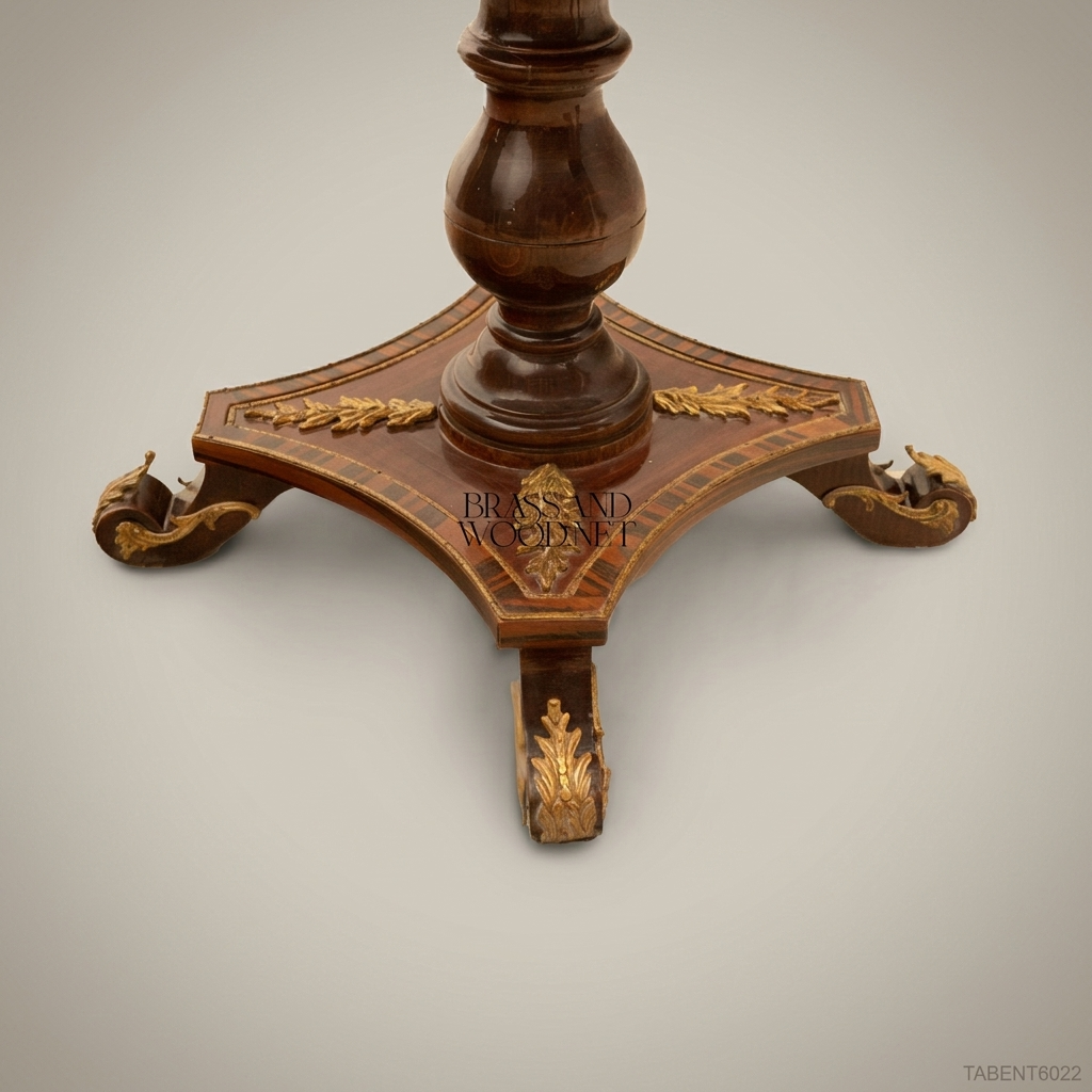 Napoleon III Marquetry Round Guéridon Side Table - Ormolu Frieze & Pedestal Base
