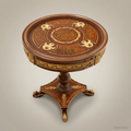Napoleon III Marquetry Round Guéridon Side Table - Ormolu Frieze & Pedestal Base