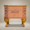 Napoleon III Rococo Revival Lacquered Nightstand with Mother-of-Pearl Floral Inlay & Gilded Cabriole Legs