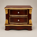 Napoleon III Rococo Revival Bedroom Set — Carved Mahogany with Gold-Leaf Acanthus & Amber Velvet Tufted Headboard