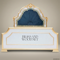 Napoleon III Rococo Revival Bedroom Set - Teal Velvet Arched Headboard & Mother-of-Pearl Inlay
