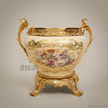 Napoleon III Rococo Revival Ceramic Jardinière with Gilt Brass Mounts & Floral Cartouche