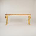 Napoleon III Rococo Revival console table off-white lacquered frame gilt cabriole legs natural mother-of-pearl arabesque inlay top Main View | Brass & Wood
