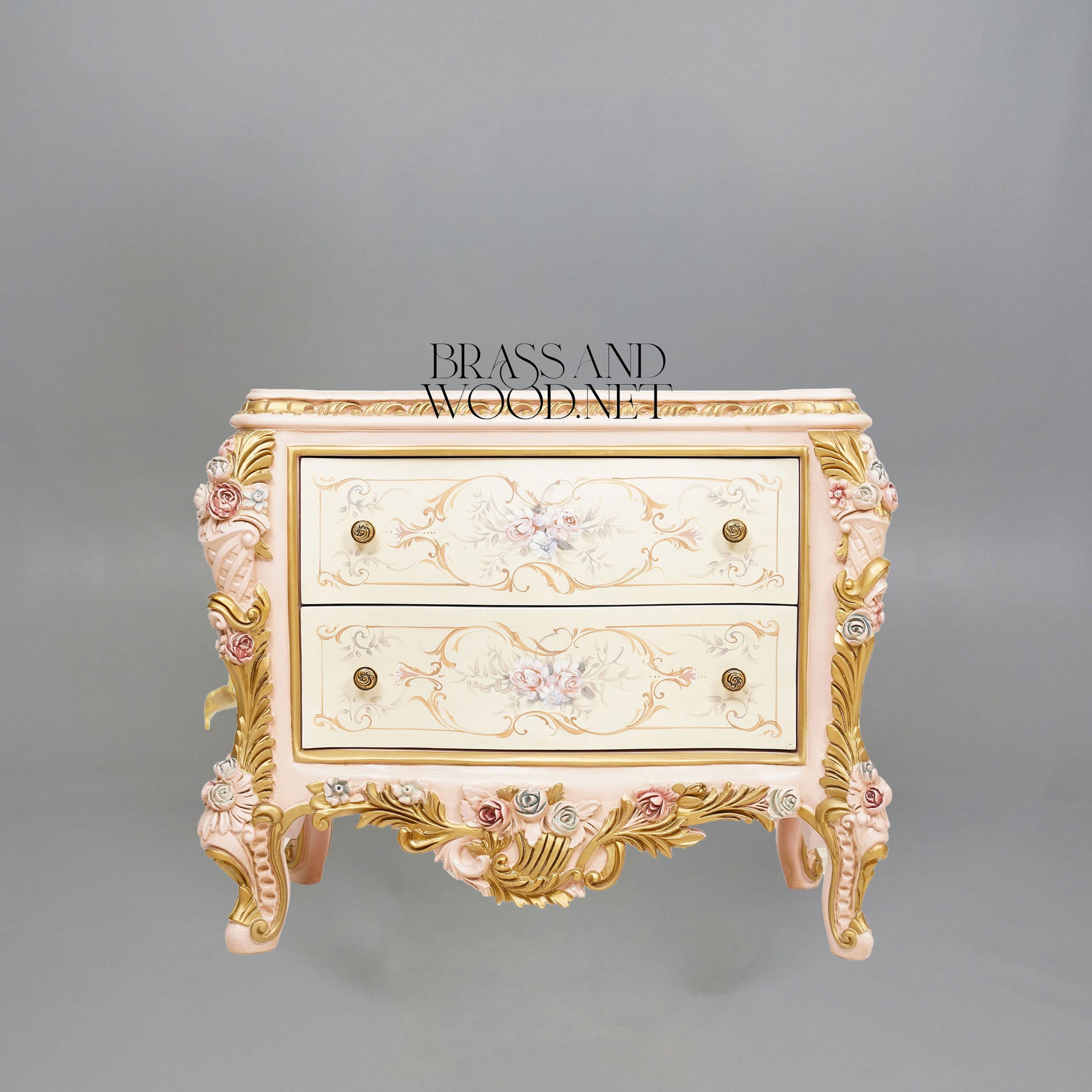 Napoleon III Rococo Revival Hand-Painted Bedroom Set — Ivory Lacquer with Sculpted Rose Appliqués