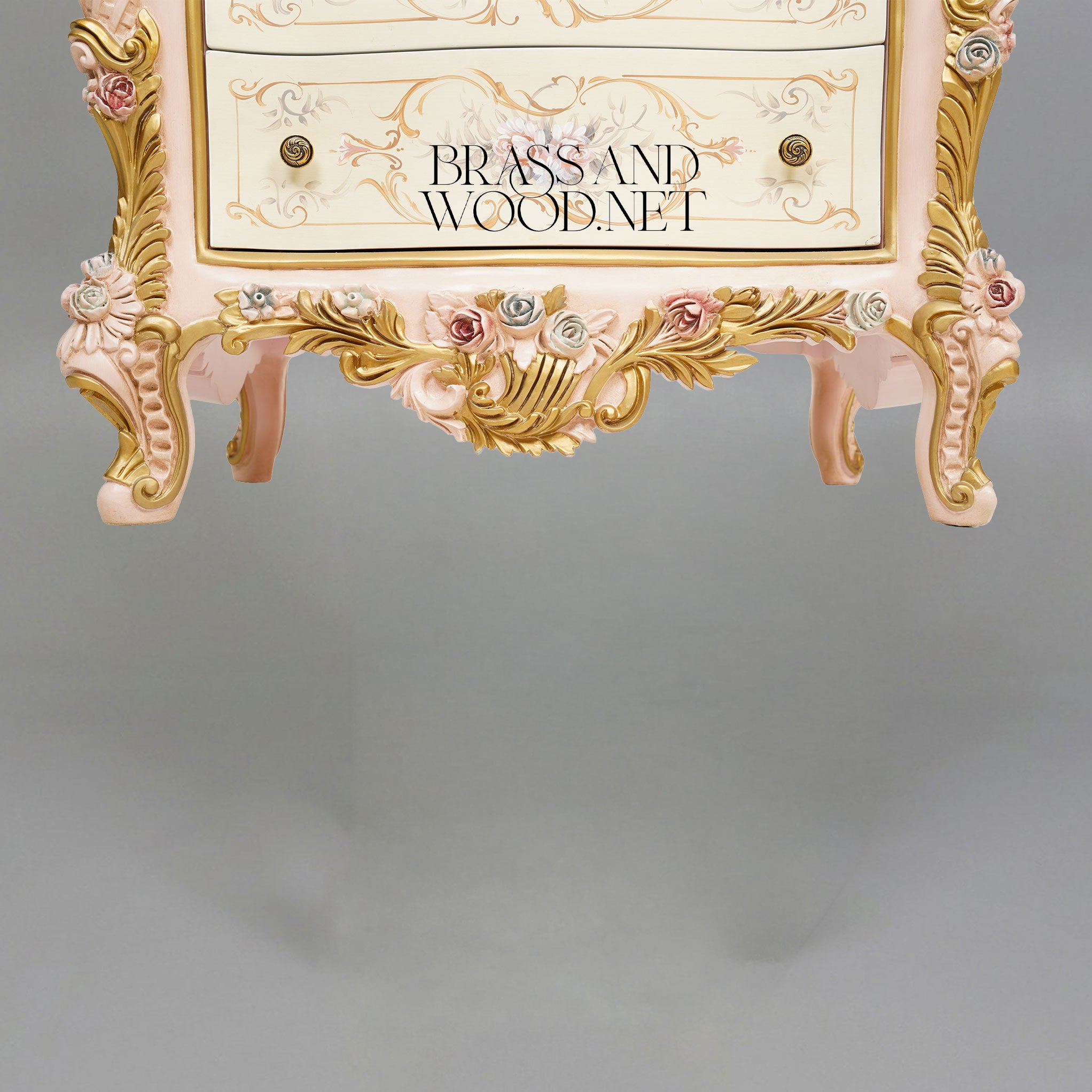 Napoleon III Rococo Revival Hand-Painted Bedroom Set — Ivory Lacquer with Sculpted Rose Appliqués