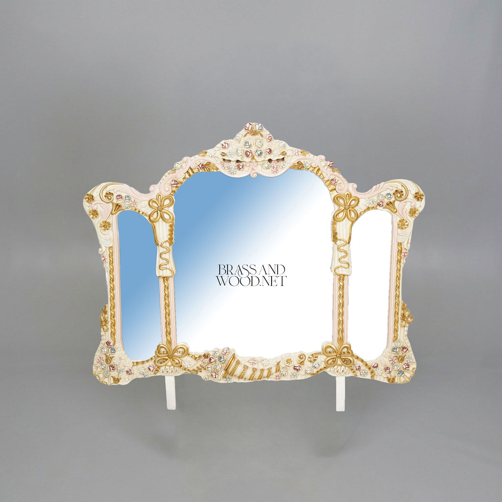 Napoleon III Rococo Revival Hand-Painted Bedroom Set — Ivory Lacquer with Sculpted Rose Appliqués