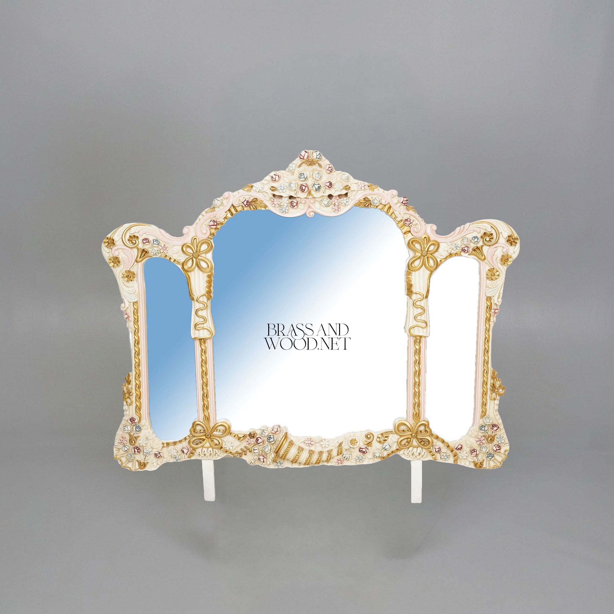 Napoleon III Rococo Revival Hand-Painted Bedroom Set — Ivory Lacquer with Sculpted Rose Appliqués