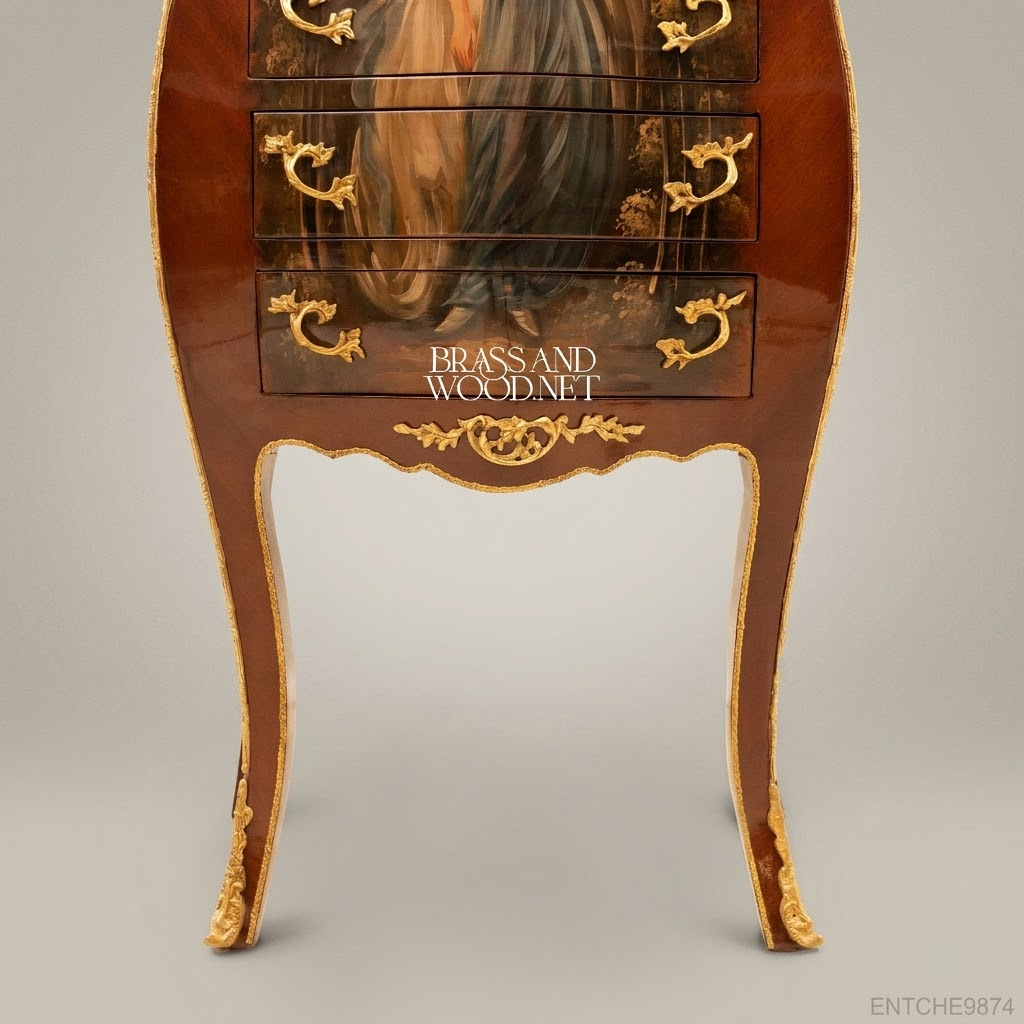 Louis XV Bombe Commode with Hand-Painted Portrait & Marble Top