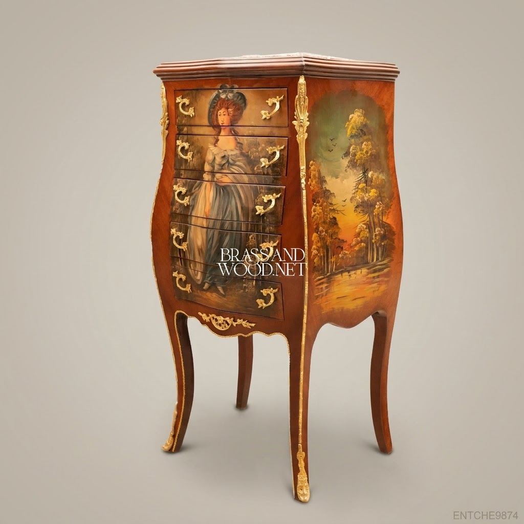 Louis XV Bombe Commode with Hand-Painted Portrait & Marble Top
