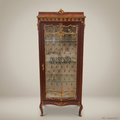 Napoleon III Rococo Revival Mahogany Single-Door Vitrine with Gilt Bronze Mounts & Capitonné Interior