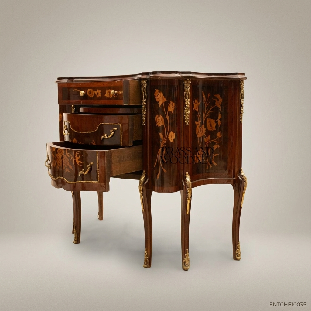 Louis XV Rococo Marquetry Commode with Ormolu Mounts