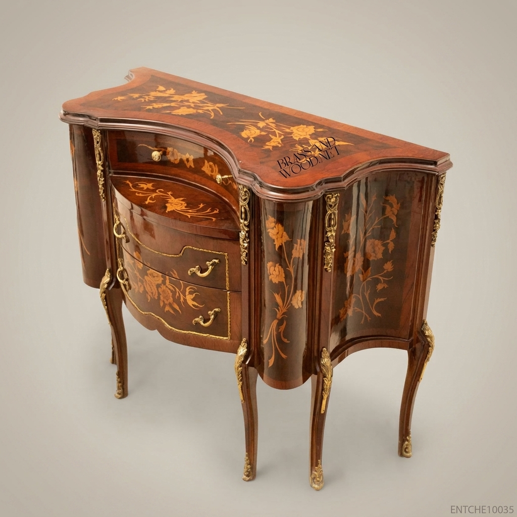 Louis XV Rococo Marquetry Commode with Ormolu Mounts