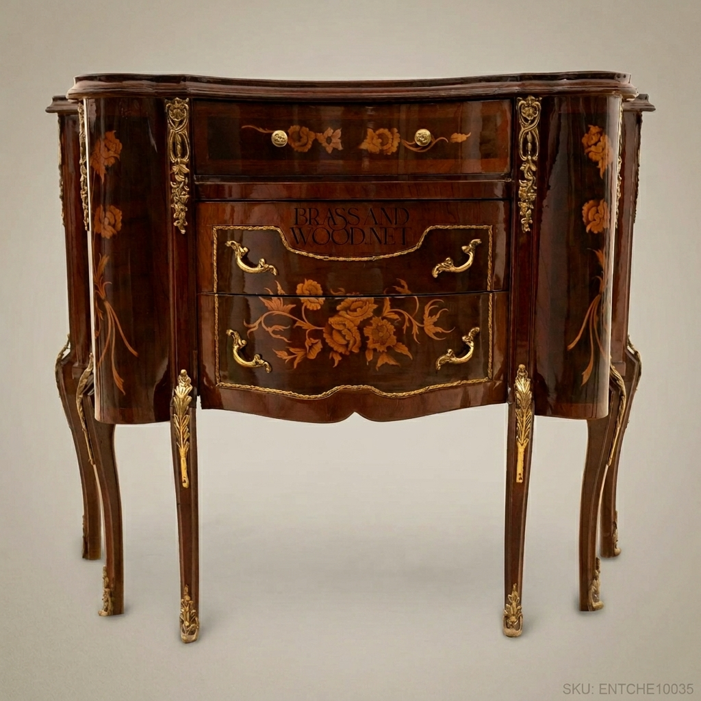 Louis XV Rococo Marquetry Commode with Ormolu Mounts
