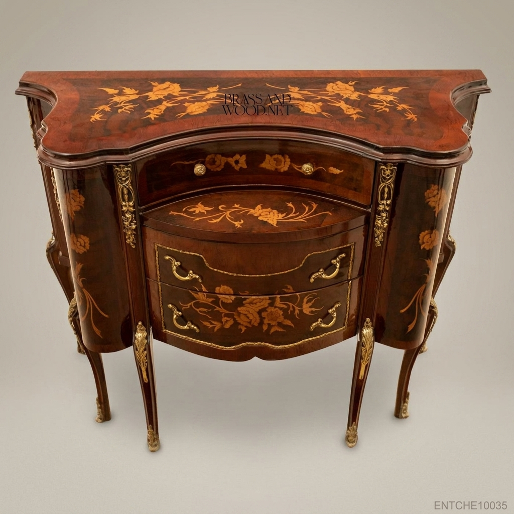 Louis XV Rococo Marquetry Commode with Ormolu Mounts