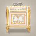 Napoleon III Rococo Revival Bedroom Set — Polychrome Floral Carved Ivory & Gold with Button-Tufted Headboard