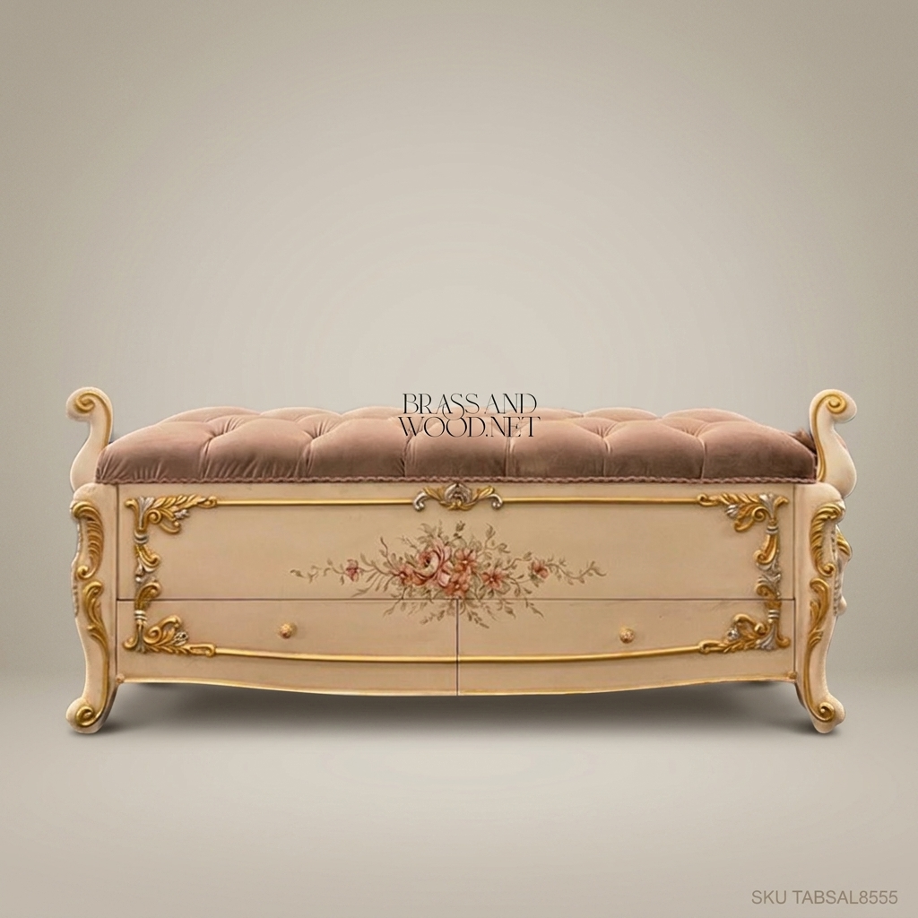 Napoleon III Rococo Revival Bedroom Set - Ivory Lacquer, Gold Acanthus & Hand-Painted Floral Panels
