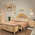 Napoleon III Rococo Revival Bedroom Set - Ivory Lacquer, Gold Acanthus & Hand-Painted Floral Panels
