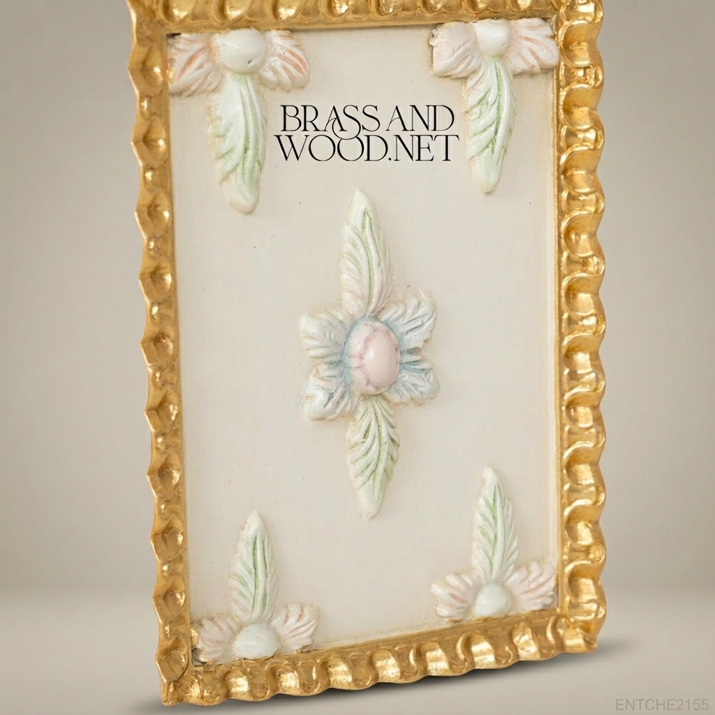 Napoleon III Rococo Revival Bedroom Set — Polychrome Floral Carved Ivory & Gold with Button-Tufted Headboard