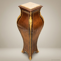 Napoleon III Rococo Revival Burl Wood Pedestal Column with Gilt Bronze Mounts & Marble Top