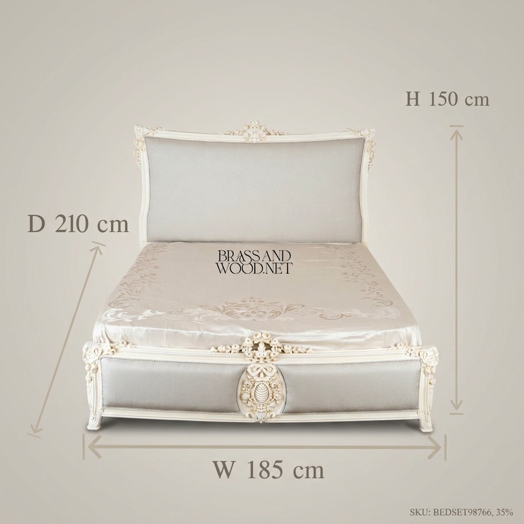 Napoleon III Rococo Revival Carved Ivory Bed - Rose Cartouche Footboard