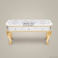 Napoleon III Rococo Revival Dressing Table - Hand-Painted Floral Top with Gilt Cabriole Legs