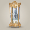 Napoleon III Rococo Revival Gold Vitrine - Heavily Carved Single-Door Display Cabinet