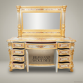 Napoleon III Rococo Revival Hand-Painted Gold Bedroom Set with Antique Mirror Panels