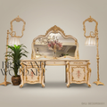 Napoleon III Rococo Revival Ivory & Gold Complete Bedroom Set with Hand-Painted Floral Panels