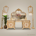 Napoleon III Rococo Revival Ivory & Gold Dressing Table with Carved Mirror