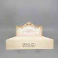 Napoleon III Rococo Revival Ivory Lacquered Bed with Hand-Carved Floral Crown Headboard