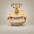 Napoleon III Rococo Revival Ivory Nightstand - Bombé Form with Hand-Painted Floral Panels