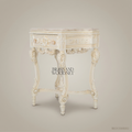 Napoleon III Rococo Revival Ivory Nightstand with Carved Floral Garlands & Marble Top