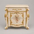 Napoleon III Rococo Revival Ivory Nightstand - Bombé Form with Hand-Painted Floral Panels