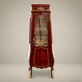 Napoleon III Rococo Revival Mahogany Vitrine - Single Door Tall Display Cabinet with Gilt Ormolu Mounts