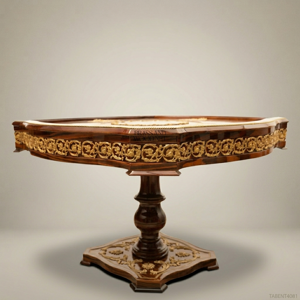 Napoleon III Rococo Revival Marquetry Centre Table with Gilt Ormolu Frieze