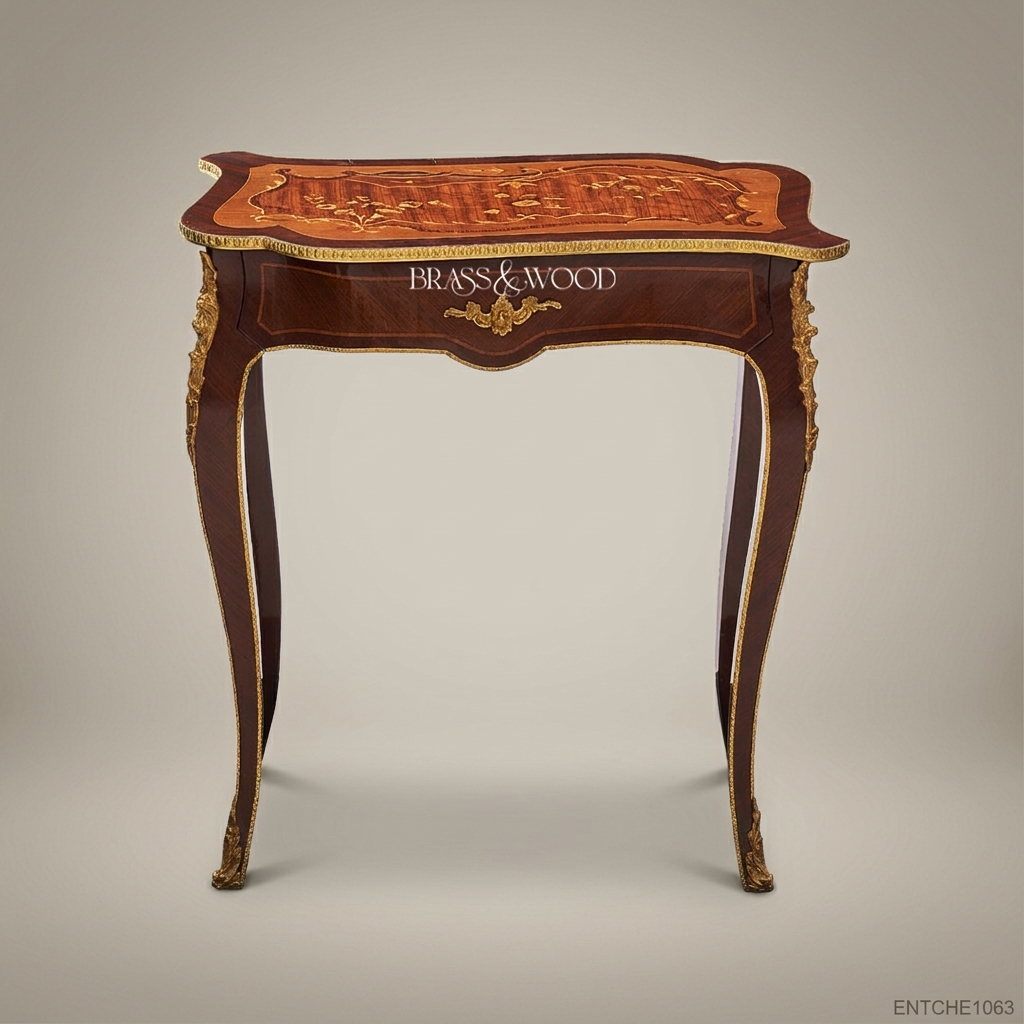 Louis XV Marquetry Side Table with Brass Ormolu Mounts