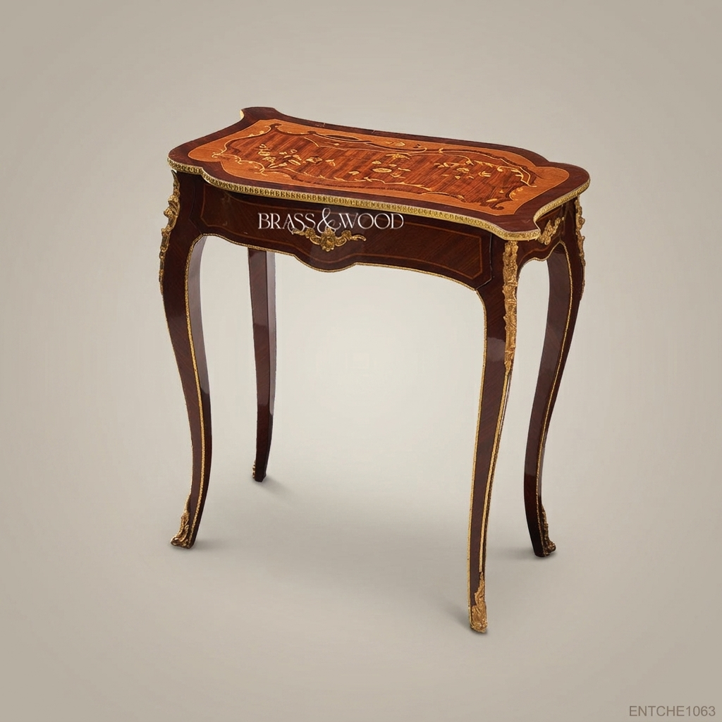 Louis XV Marquetry Side Table with Brass Ormolu Mounts
