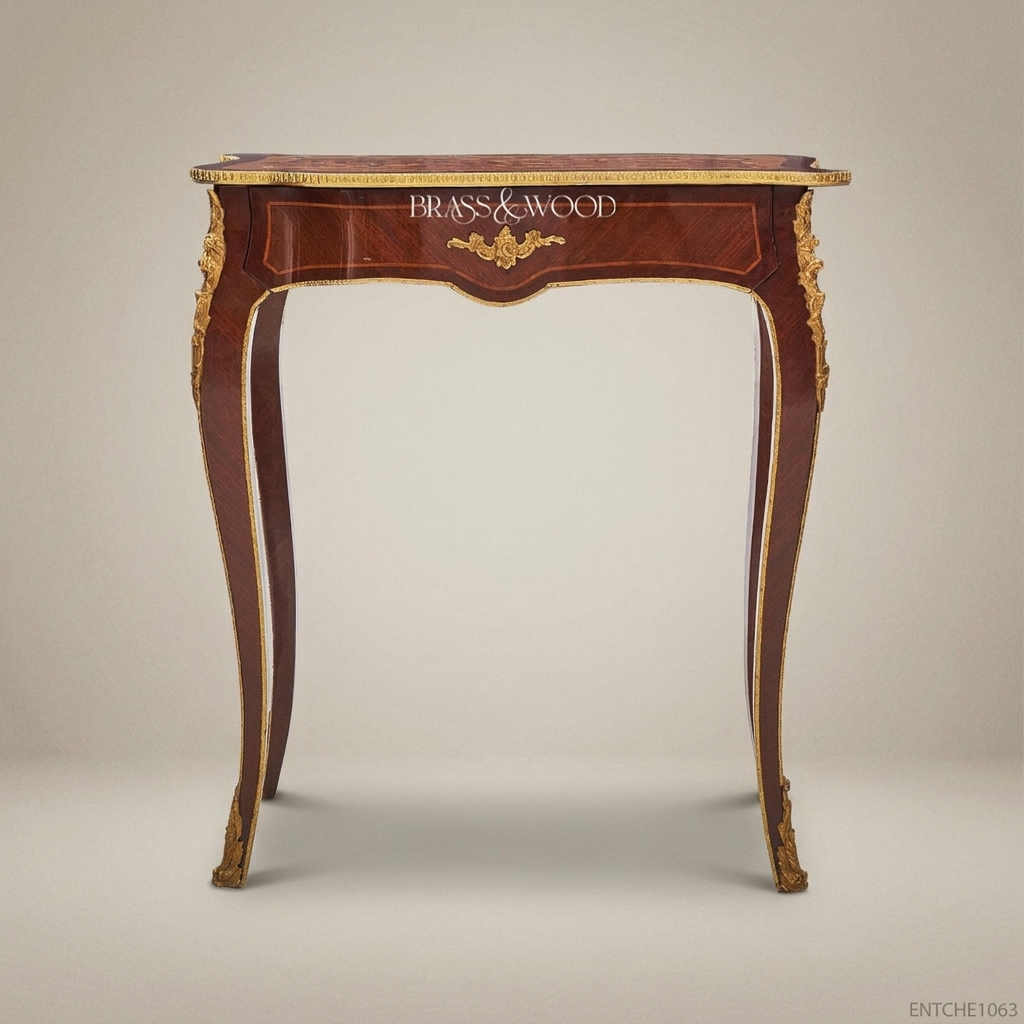 Louis XV Marquetry Side Table with Brass Ormolu Mounts
