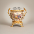 Napoleon III Rococo Revival Hand-Painted Porcelain Cachepot with Gilt Bronze Dragon Handles