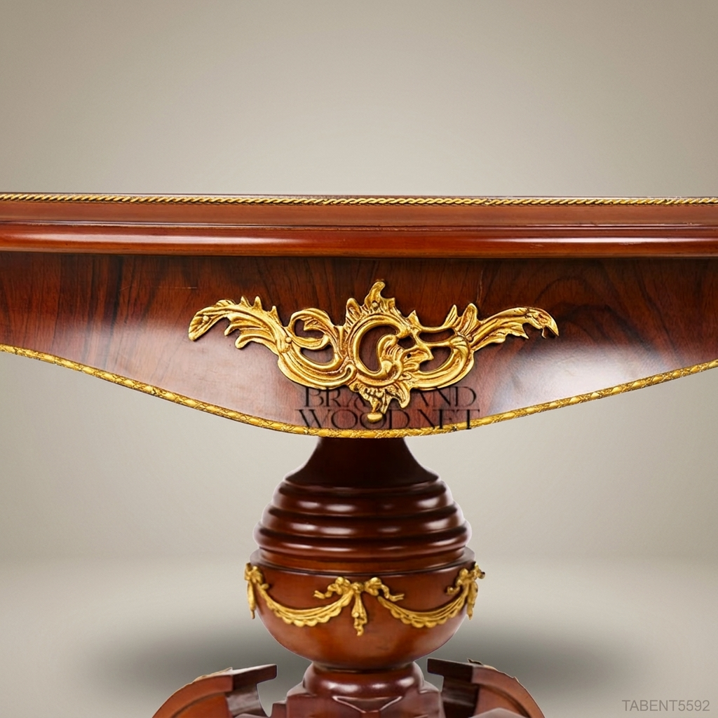 Napoleon III Rococo Revival Round Centre Table with Floral Marquetry Top & Gilt Bronze Mounts