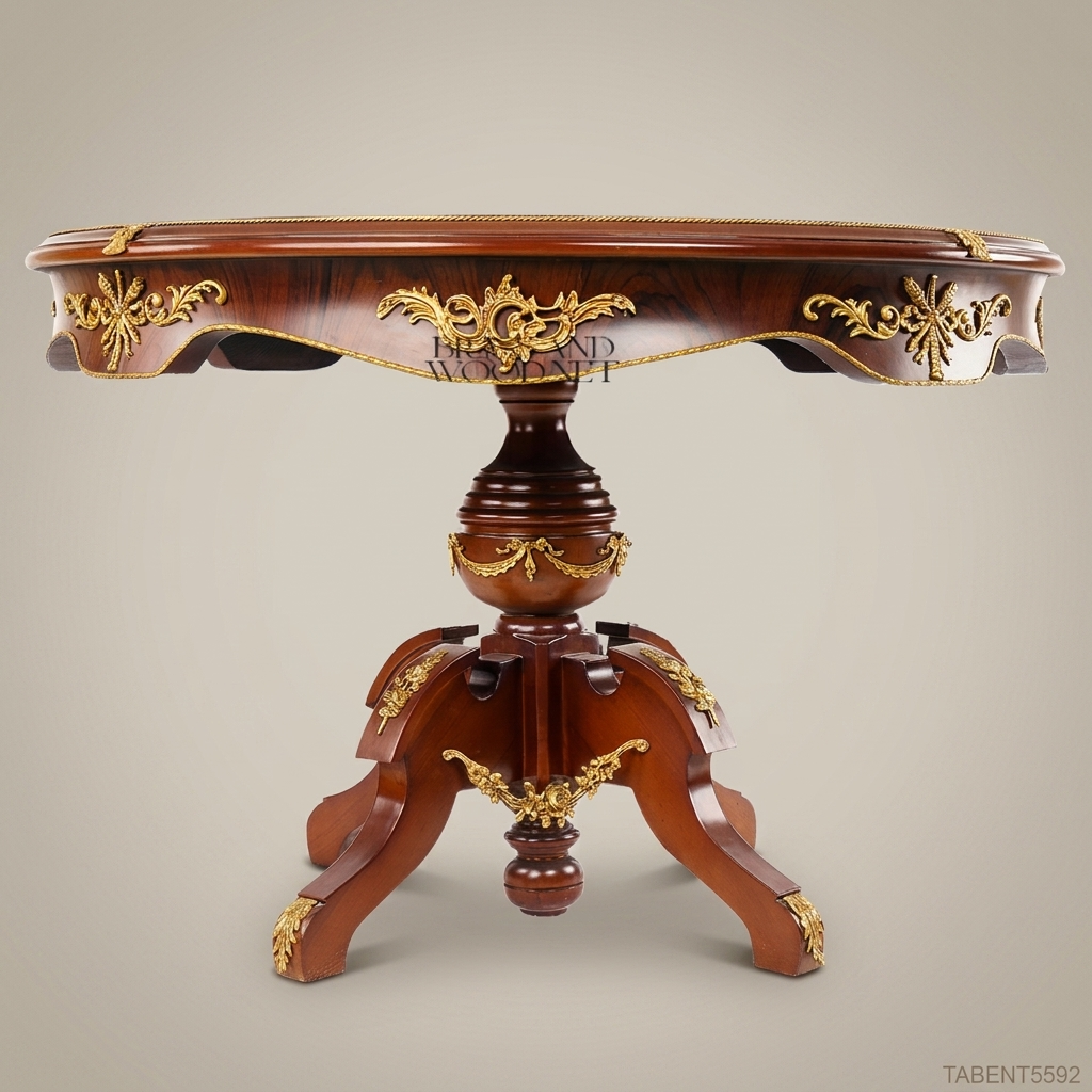 Napoleon III Rococo Revival Round Centre Table with Floral Marquetry Top & Gilt Bronze Mounts