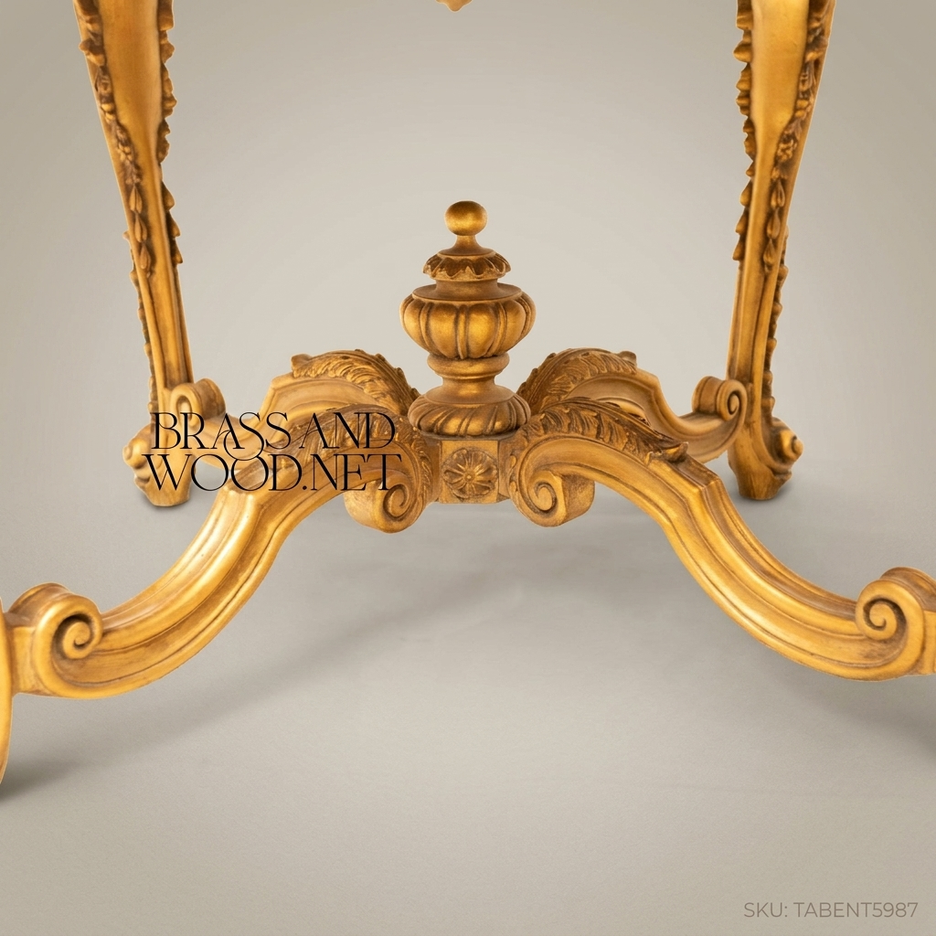 Napoleon III Rococo Revival Round Centre Table — Gilded Carved Frame with Green Marble Top