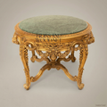 Napoleon III Rococo Revival Round Centre Table — Gilded Carved Frame with Green Marble Top