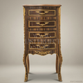 Louis XV Rococo Tall Chest of Drawers with Ormolu Mounts & Exotic Wood Marquetry