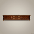 Napoleon III Rococo Revival TV Console — Floral Marquetry & Gilt Brass Mounts