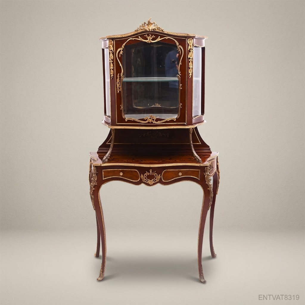 Napoleon III Rococo Revival Vitrine Cabinet on Cabriole Stand with Gilt Bronze Mounts