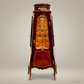 Napoleon III Rococo Revival Vitrine Cabinet with Gilt Bronze Mounts & Tufted Interior