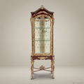 Napoleon III Rococo Revival Vitrine with Capitonné Back & Figural Gilt Legs